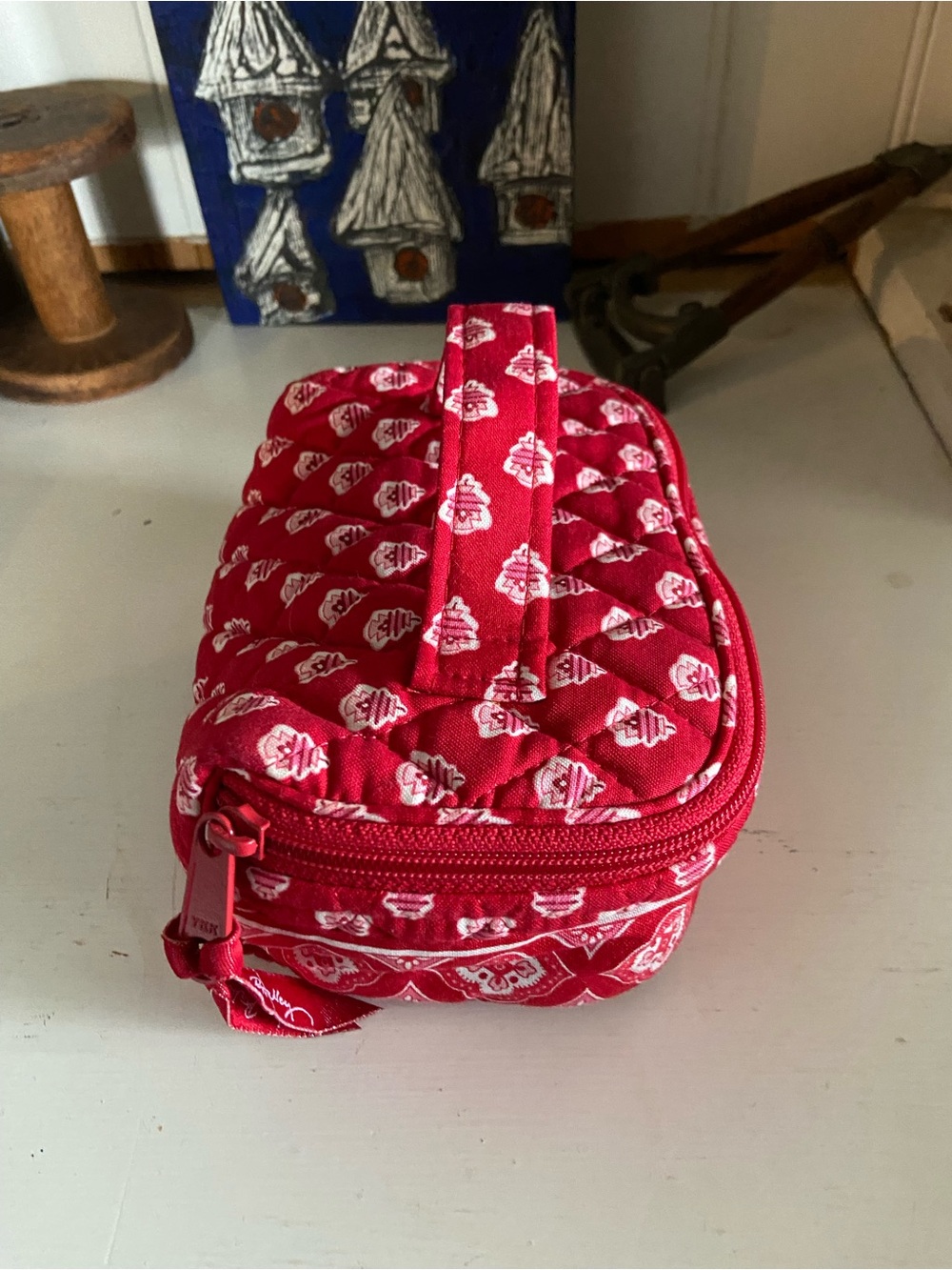 Quilted Red Patterned Cosmetic Case - Picture 2 of 6